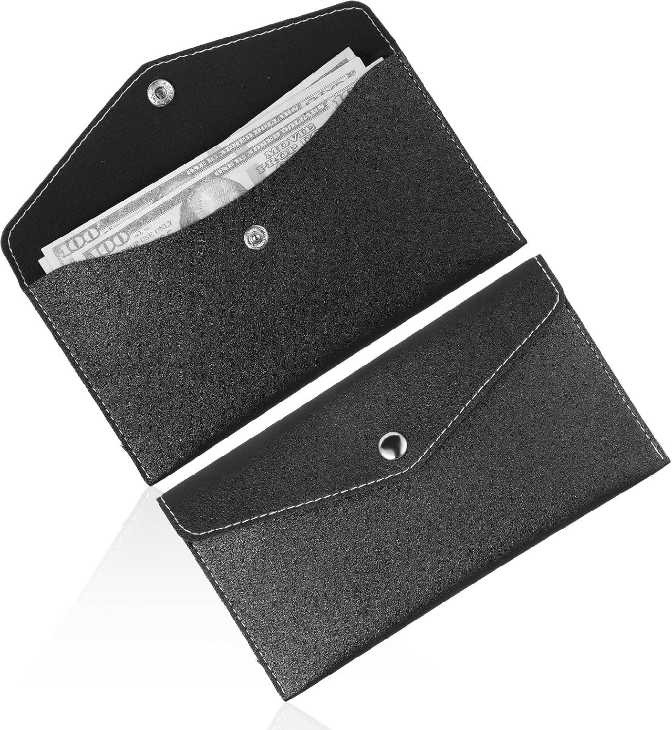 2Pcs Cash Envelope Wallet, Reusable Envelope Wallet Budget Leather Cash Organize
