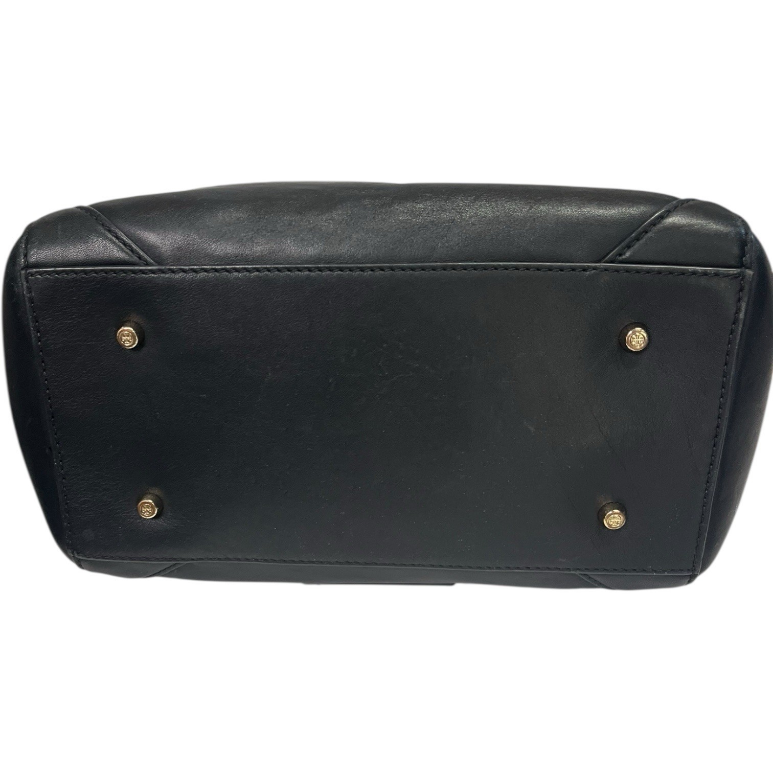 Tory Burch Robinson Satchel Womens Medium Black Leather Top Handle Designer