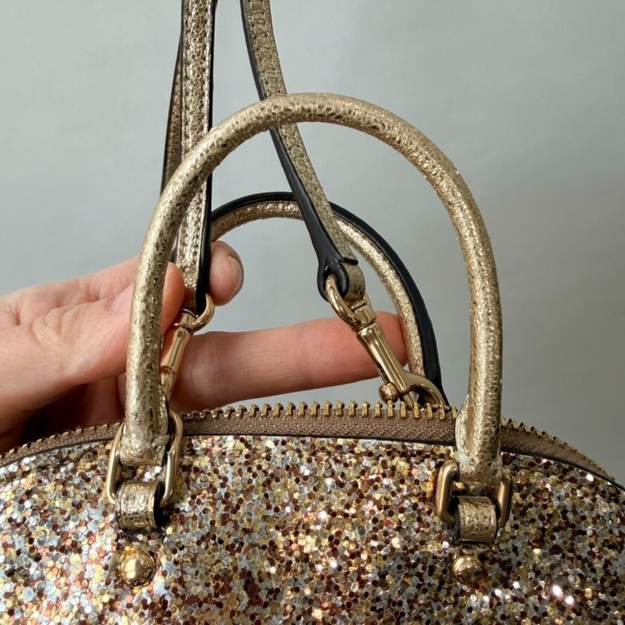 Coach Glitter Micro Mini Sierra Satchel Crossbody Gold OS