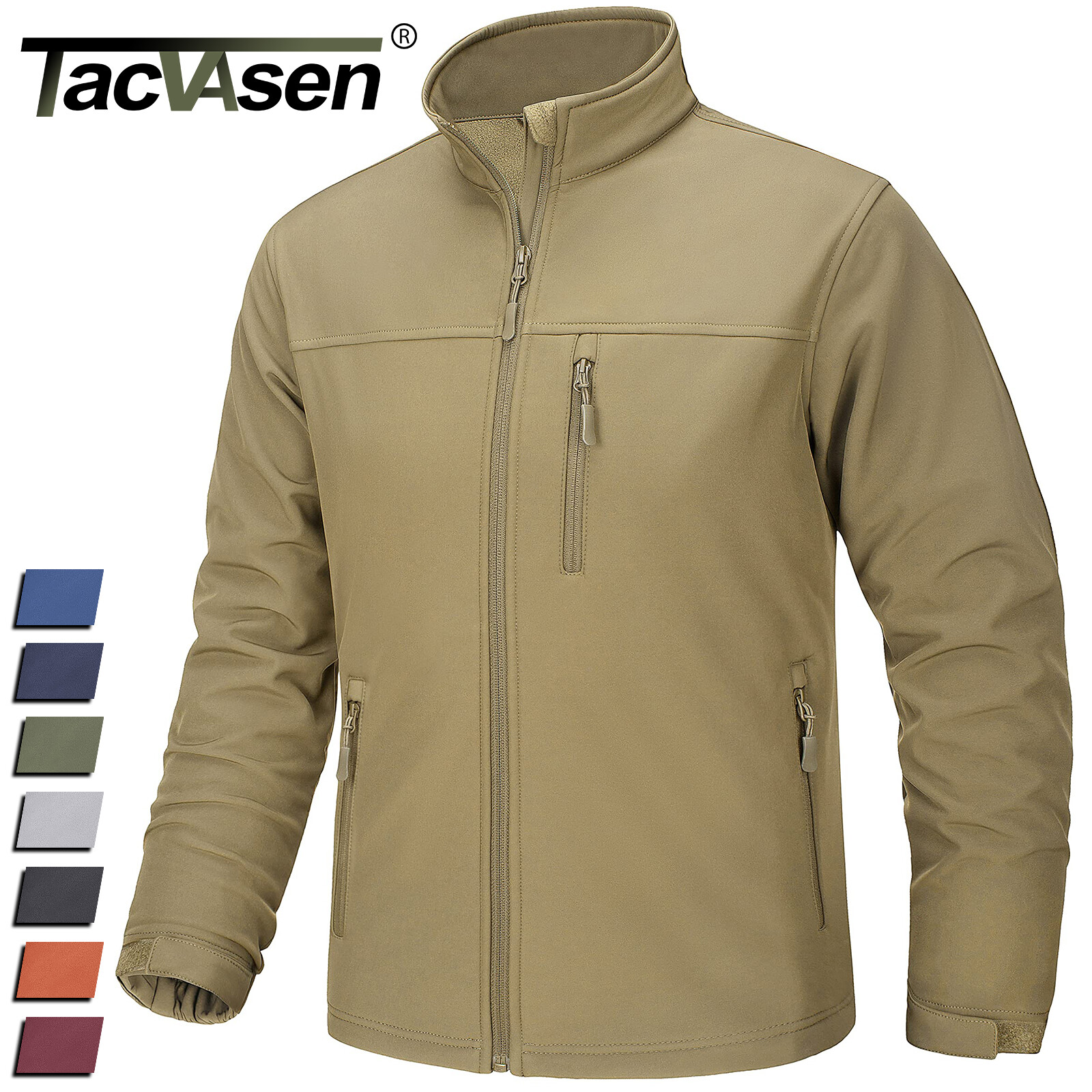 Mens Full-Zip Waterproof Softshell Bomber Jacket Outdoor Hiking Casual Work Coat