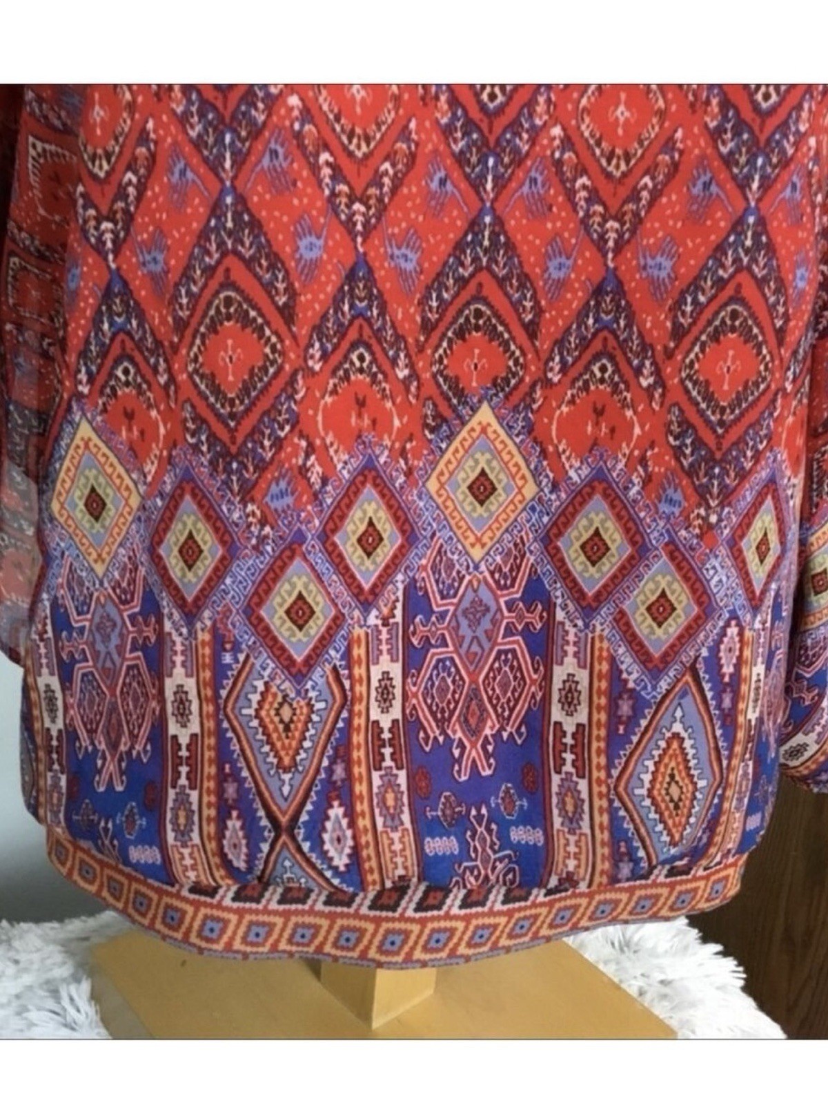 Roz & Ali Boho Tribal Batwing Lined Blouse Woman’s Size 1X