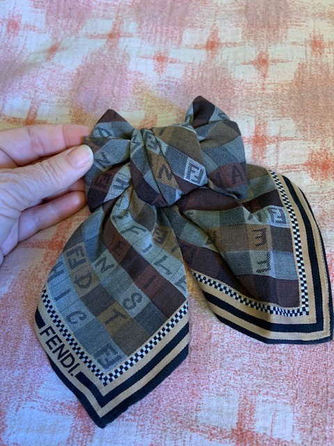 Rare Authentic Fendi FF logo Scarve, Hankercheif, Bag Bow