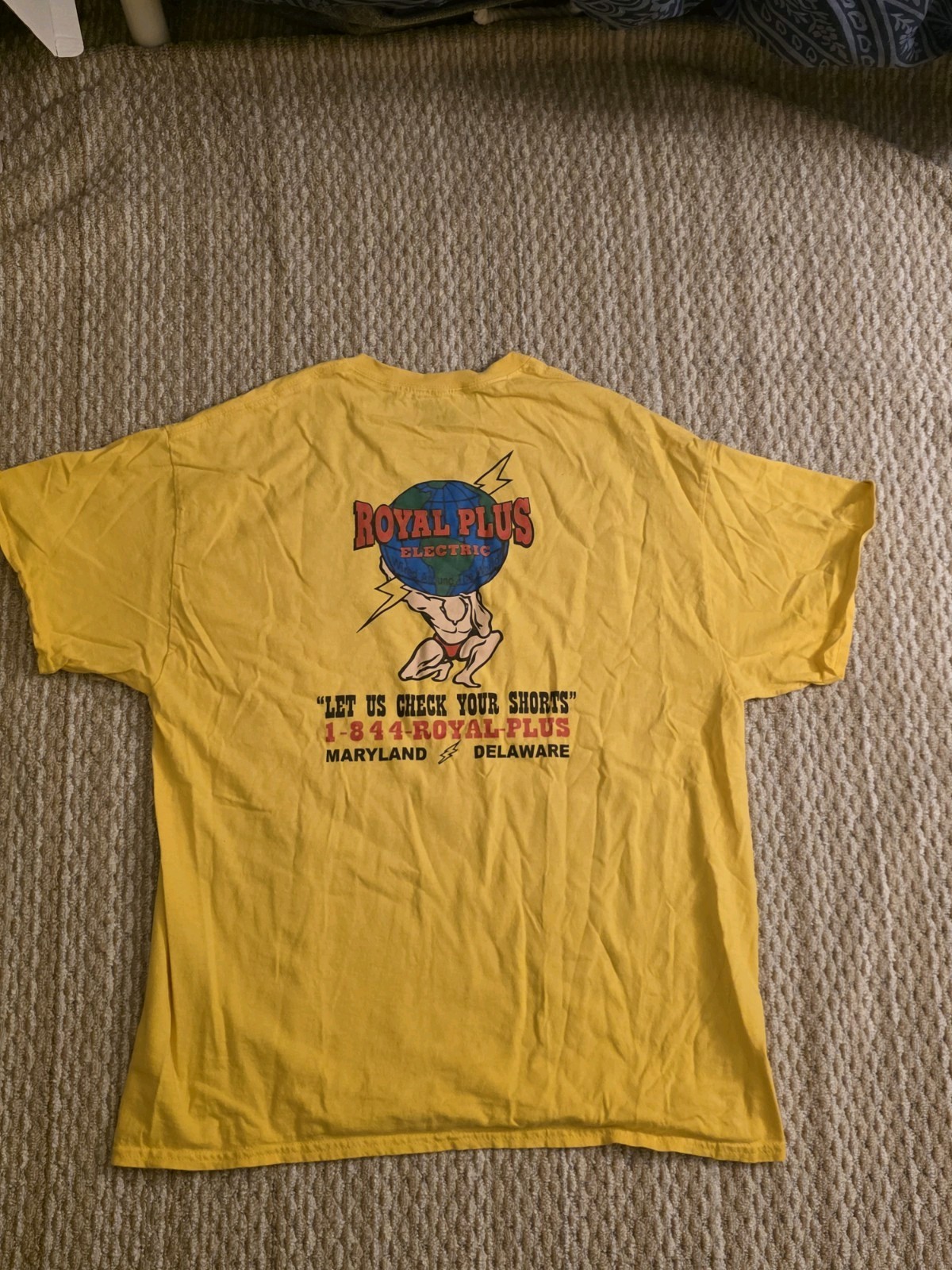 Men’s Royal Plus Electric Yellow Graphic Logo Tee Fits Like L/XL