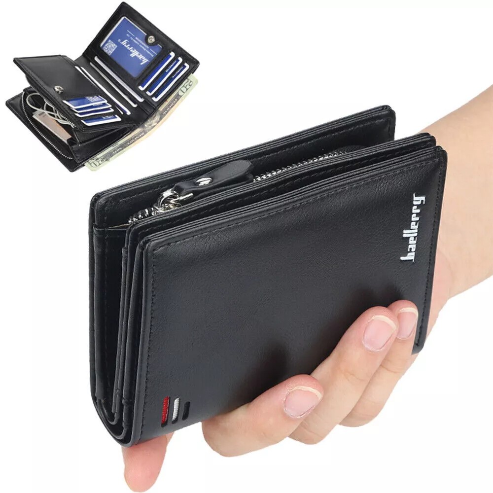Mens RFID Waterproof Wallet Blocking Leather Credit Card ID Holder Zipper Purse