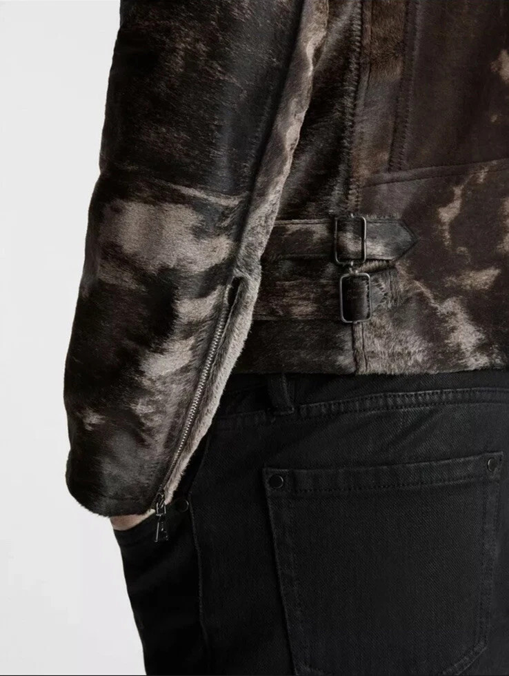 GRAIL $2998 John Varvatos Collection Calf Hair Moto Jacket EU58X US48X