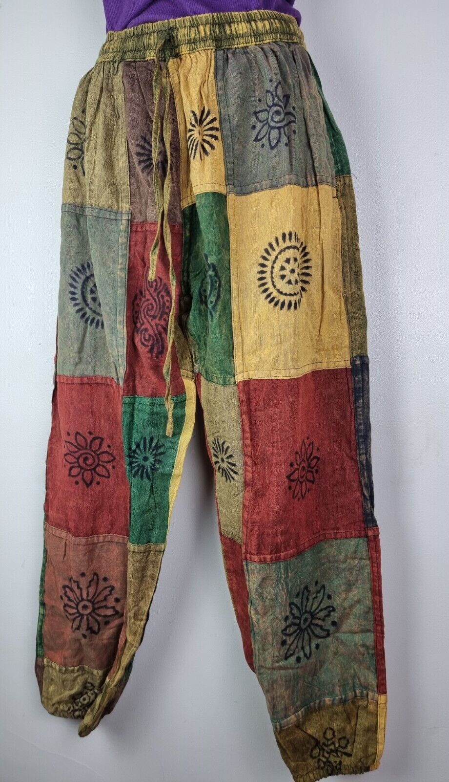 NWT S-5XL Patchwork Casual Cotton Trousers Hippie Yoga Pants Festival Combat SP1