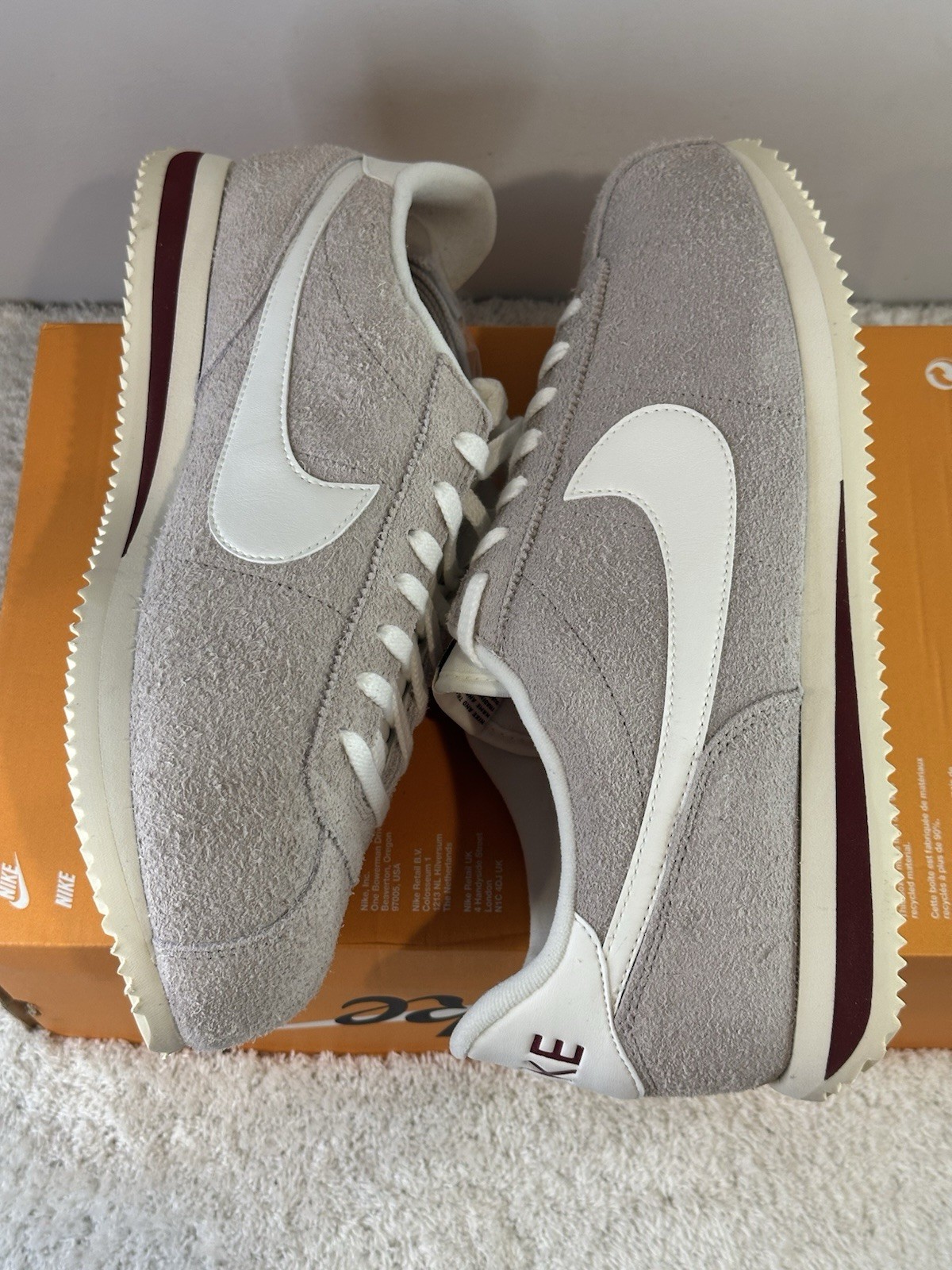 Nike Cortez Men’s Size 12 Grey Sail Suede HF3142 001 Box No Lid