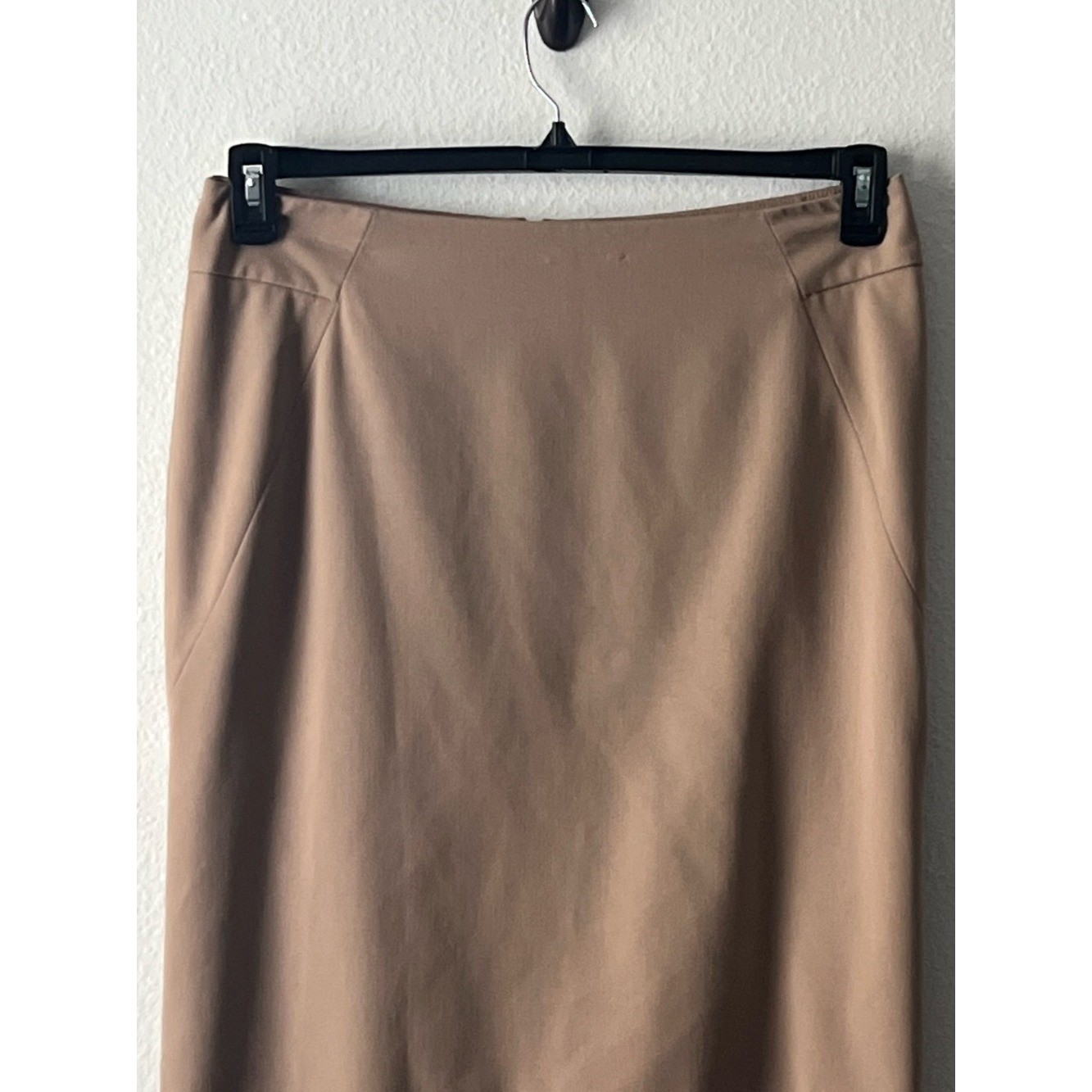 Rafaella Women’s Tan Knee Length Pencil Skirt with Back Ruffle, Size 12