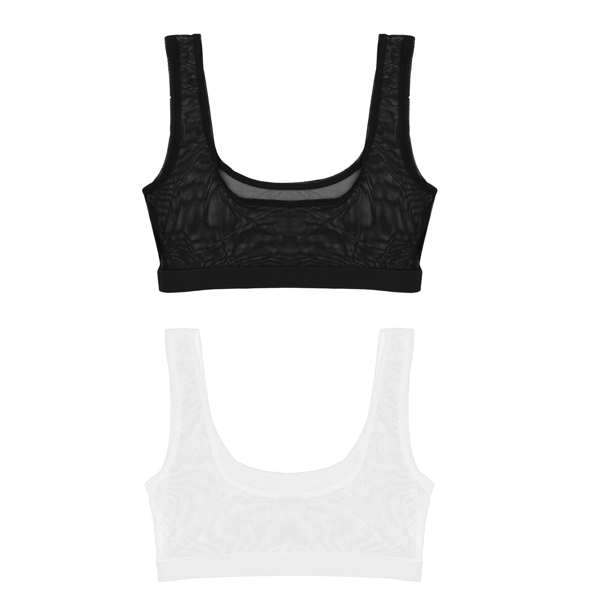 US Sexy Women Mesh Sheer Bra Wire-Free Bralette See Through Bustier Tank Top