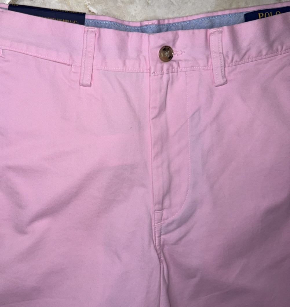 Polo Ralph Lauren Mens 33 Stretch Classic Fit 7″ Shorts Pink w/ Blue Pony NWT