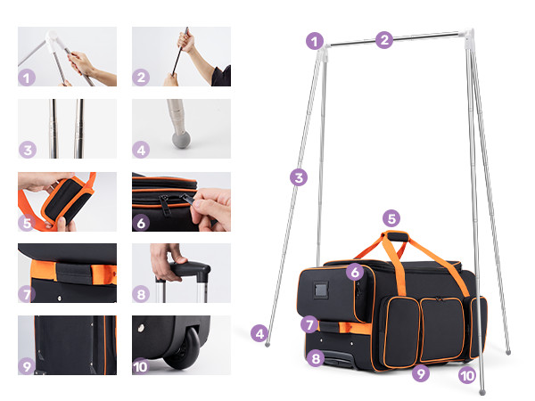 23″ Dance Bag with Garment Dance Costumes Rolling Garment Bags For Travel