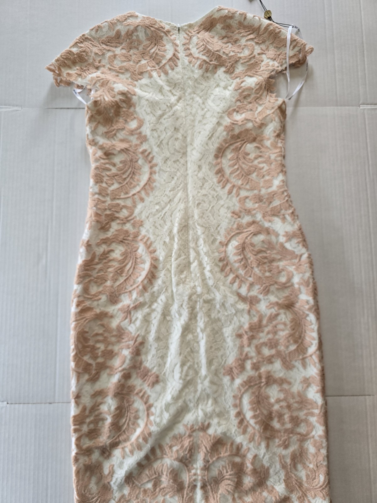 Tadashi Shoji Womens Ivory Blush Embroidered Lace Sheath Dress Size 12 Knee