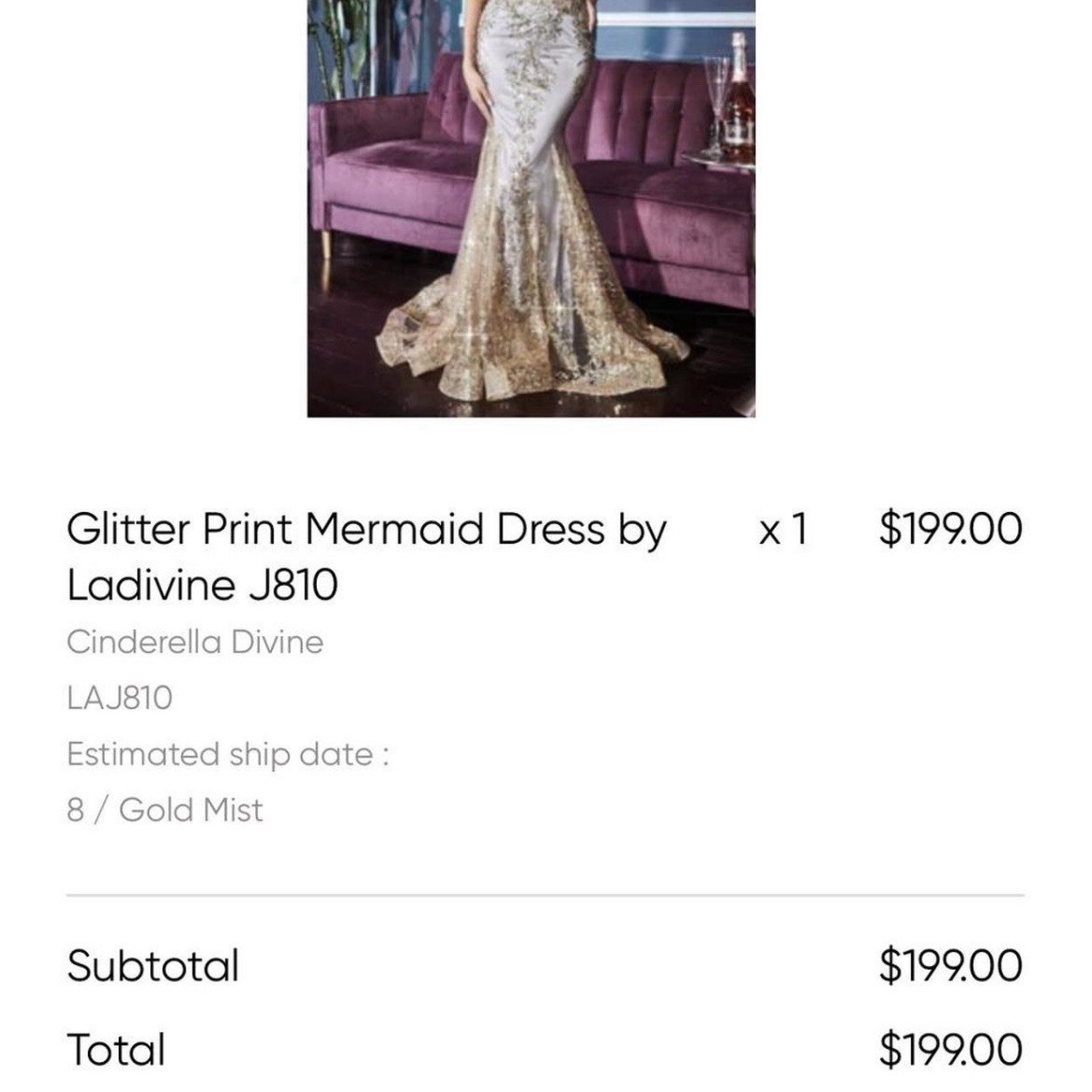 Ladivine by Cinderella Divine Glitter Sequin Mermaid Gown Gold Silver Size 8