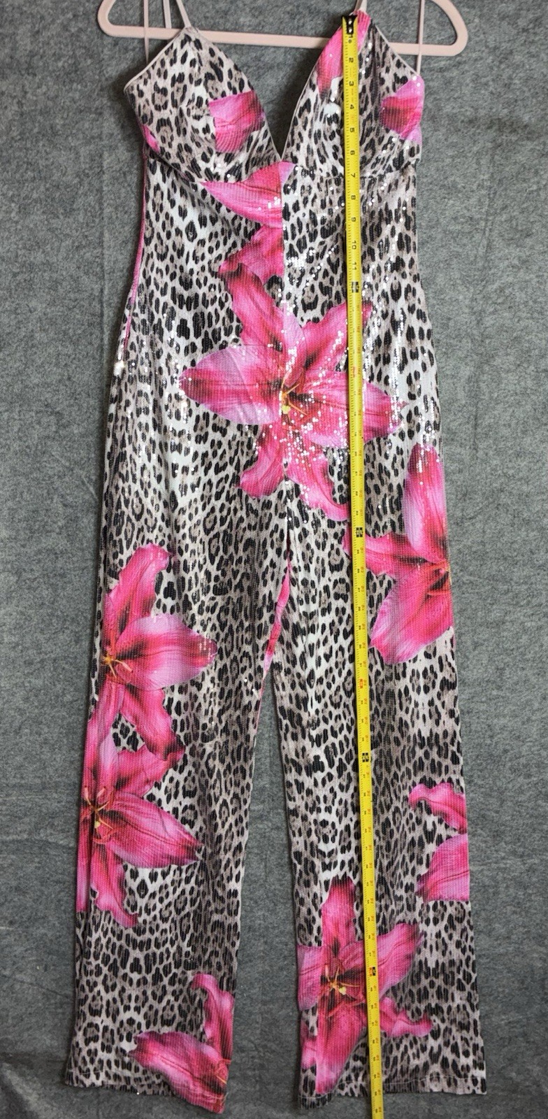 Floral Sequin Jumpsuit Leopard Size Medium Fashion Nova