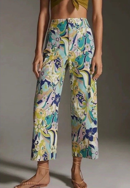 Anthropologie Maeve The Colette Wide Leg Flower Power Pants 21/22