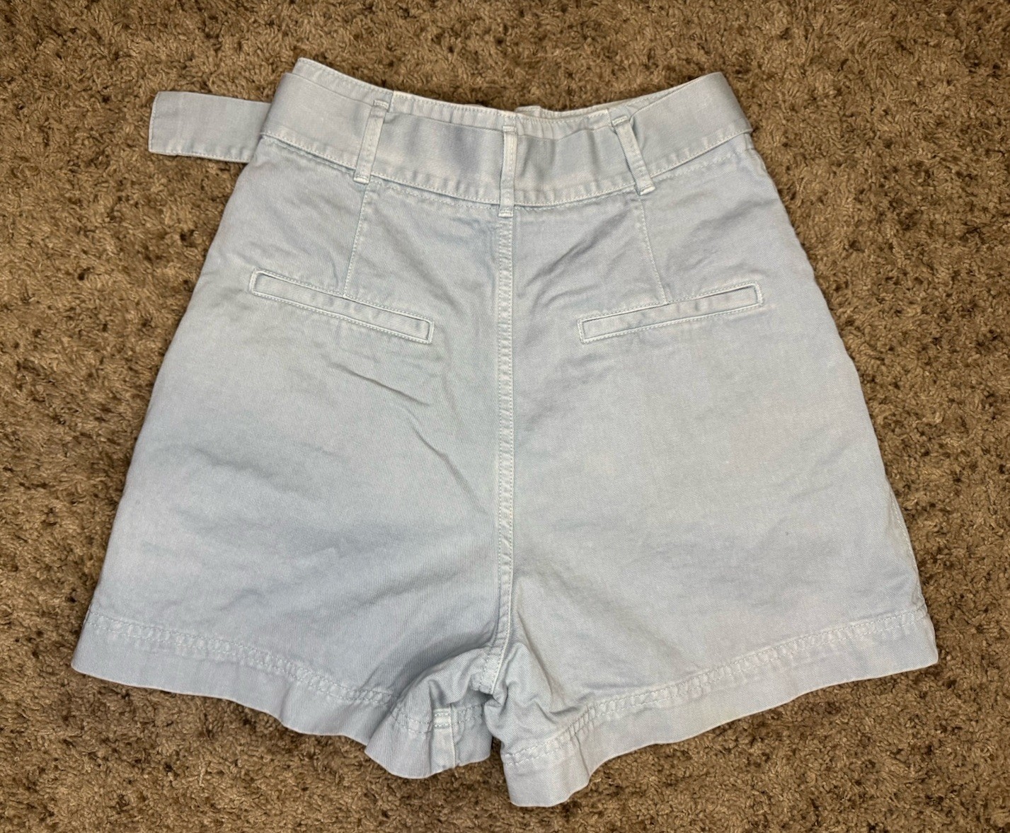 ZARA Belted High Waist Paper Bag Shorts Casual Travel Beach Coastal Sz XS 26”