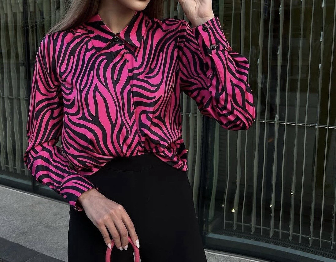 Miss Diamond Designer Statement Zebra Blouse Satin S