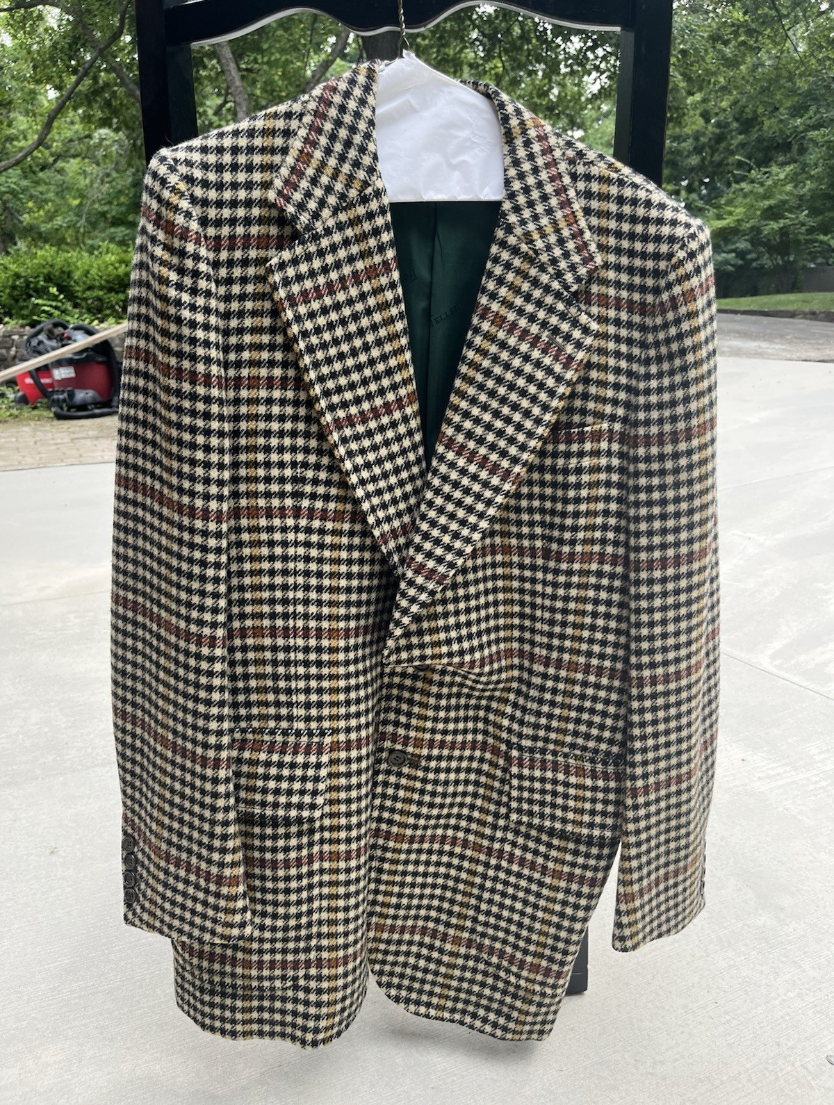 Bonwit Teller Wool Tweed Houndstooth Sport Coat Black/White Multi 44R