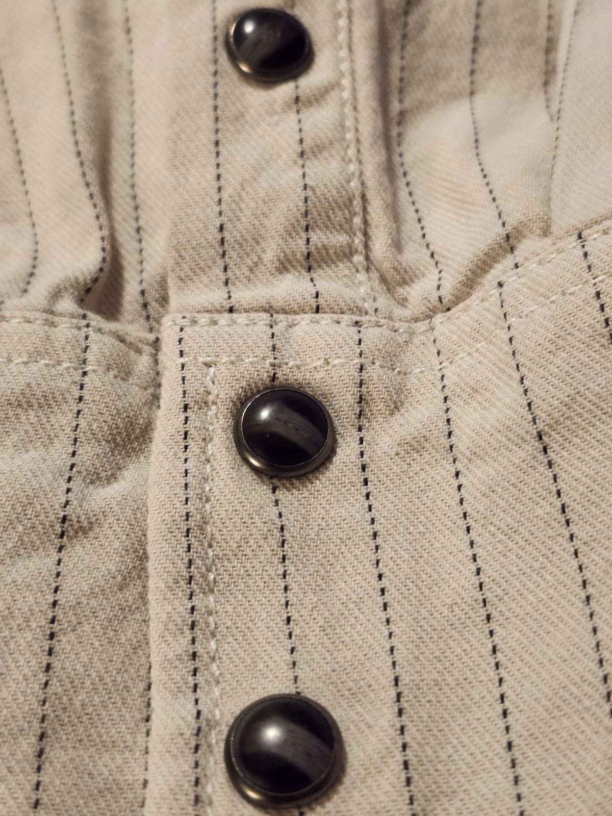 Blue Ranchwear Men’s Beige/Black Striped Woven Cotton Button-Up Pockets XXL