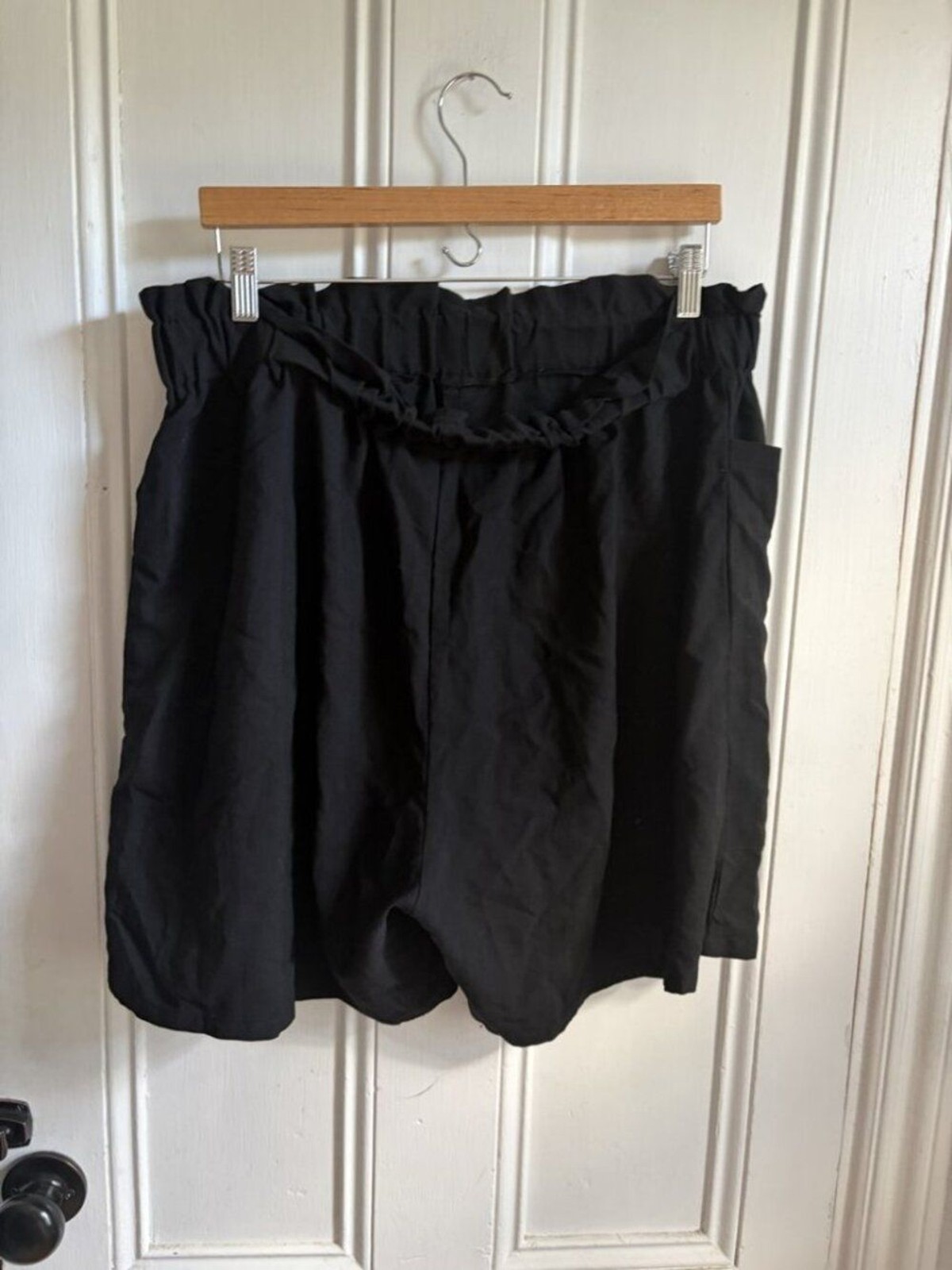 SHEIN Curve Black Paper Bag Waist Shorts Pockets 2XL