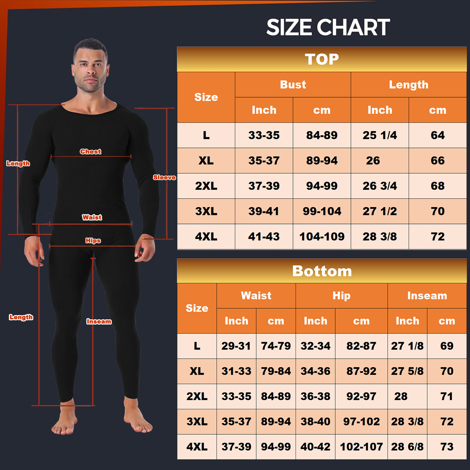 Men’s Thermal Underwear Long Johns Top Fleece Lined Base Layer Tops Bottom Set