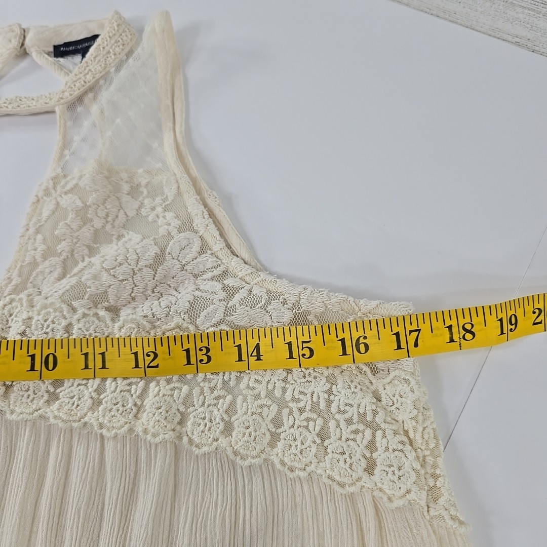 AMERICAN EAGLE BLOUSE WOMEN’S SIZE SMALL SHEER LACE TOP IN CREAM COLOR *STAIN*..