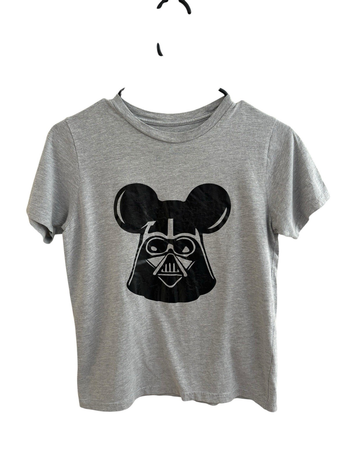 Gray Youth T-Shirt Darth Vader Mickey Ears Star Wars Disney Mashup Unisex 16″