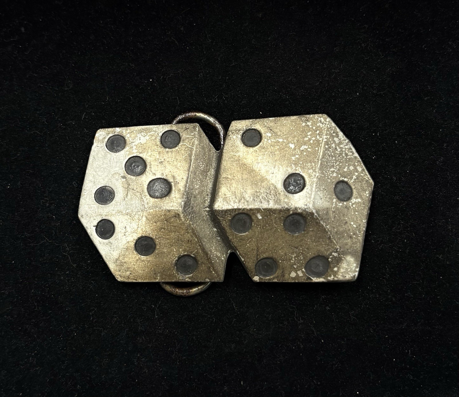 vintage raw brass lucky dice belt buckle double-dice design RARE