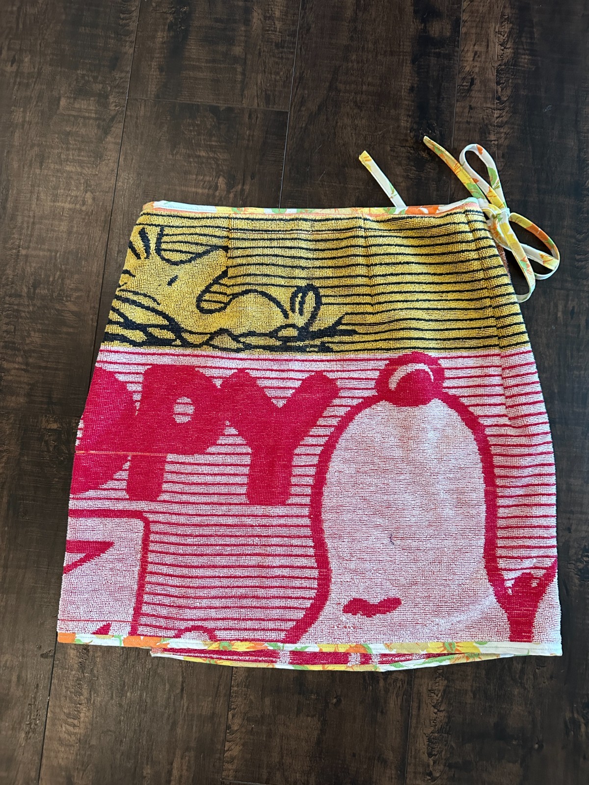 Snoopy & Woodstock Beach Towel from the 70’s, Adjustable Wrap Skirt