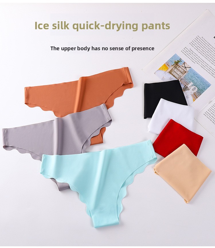 5PCS Women Underwear Seamless Invisible Ice Silk Cheeky Thongs, Sexy Low Briefs
