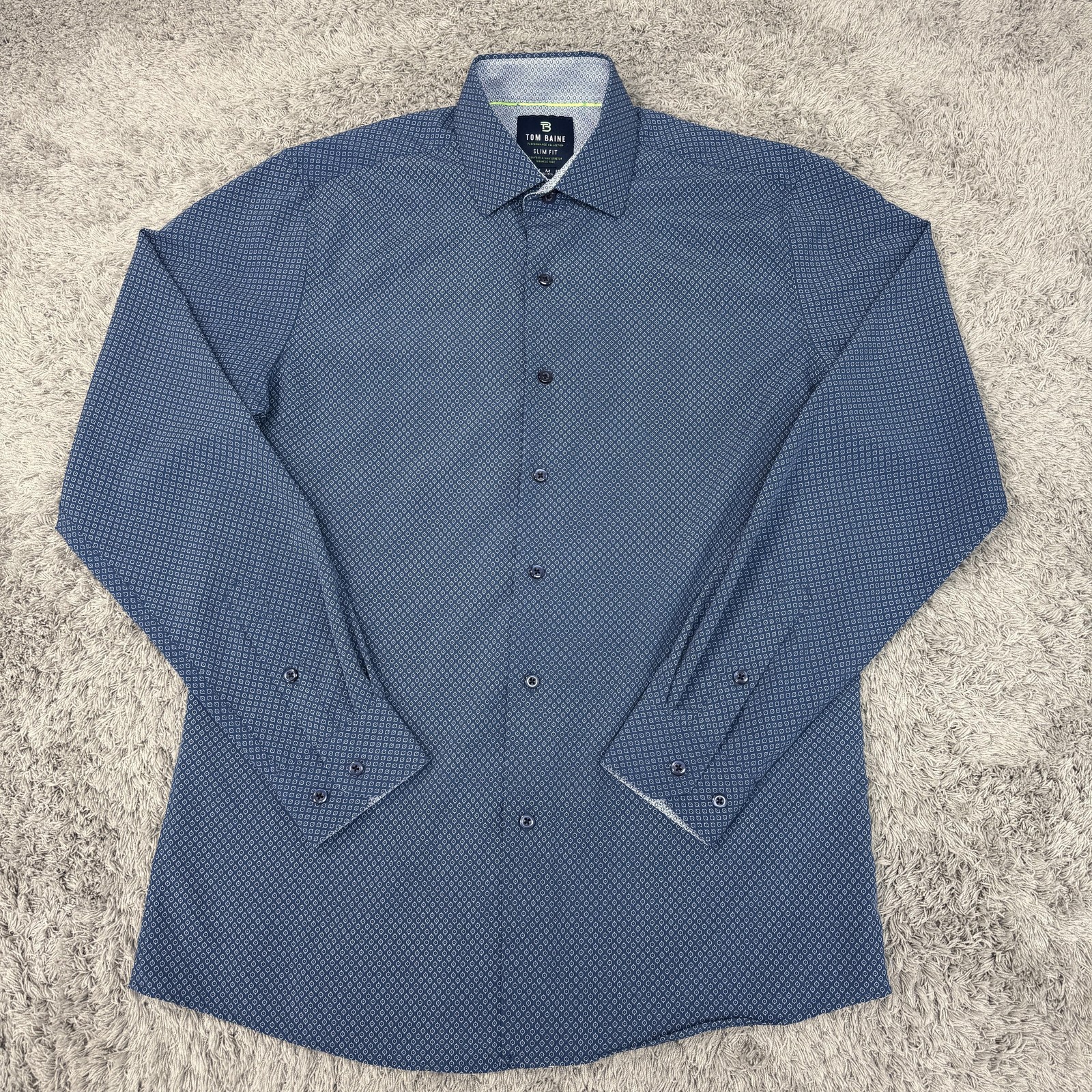 Tom Baine Shirt Mens Medium Blue Slim Fit Stretch Performance Flip Cuff