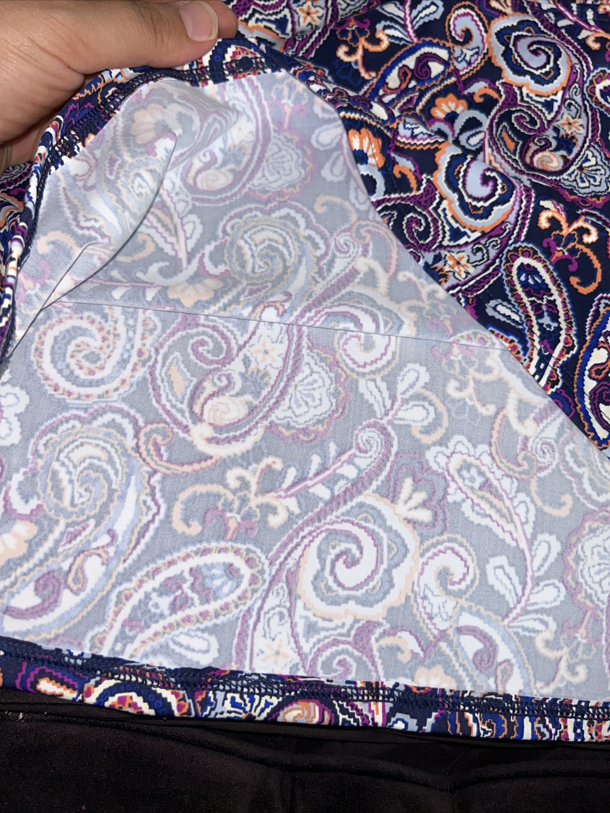 Lands End Swim Top Womens Size 14 Underwire Purple Paisley Tankini Swimwear
