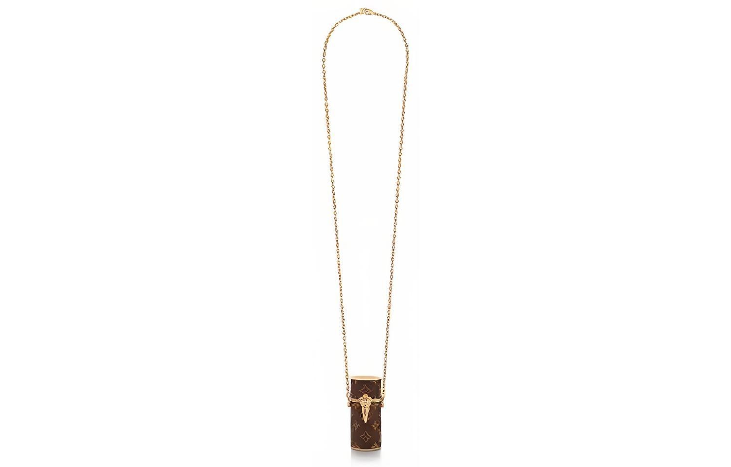 LOUIS VUITTON Lipstick Case Monogram Brown 1.3×1.3×3.3 in