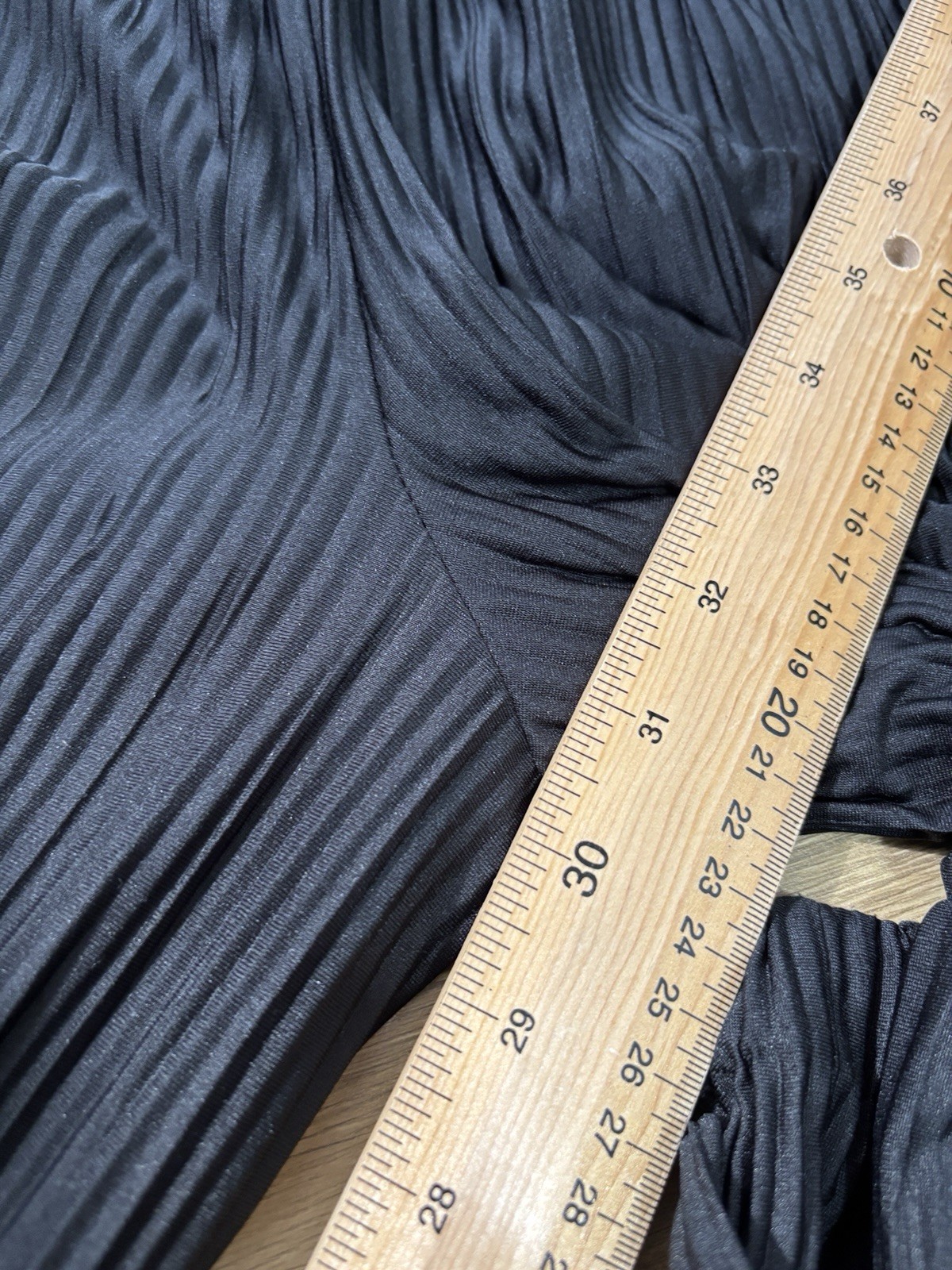 Mint Velvet Plissé Trousers Size Small Black Elasticated Waist Wide Leg *Read*