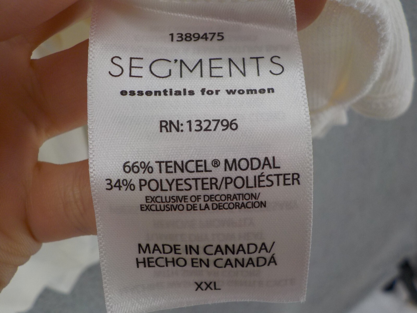 Seg’ments Essentials For Women Shirt SZ XXL White 3/4 Sleeve V-Neck Blouse Top