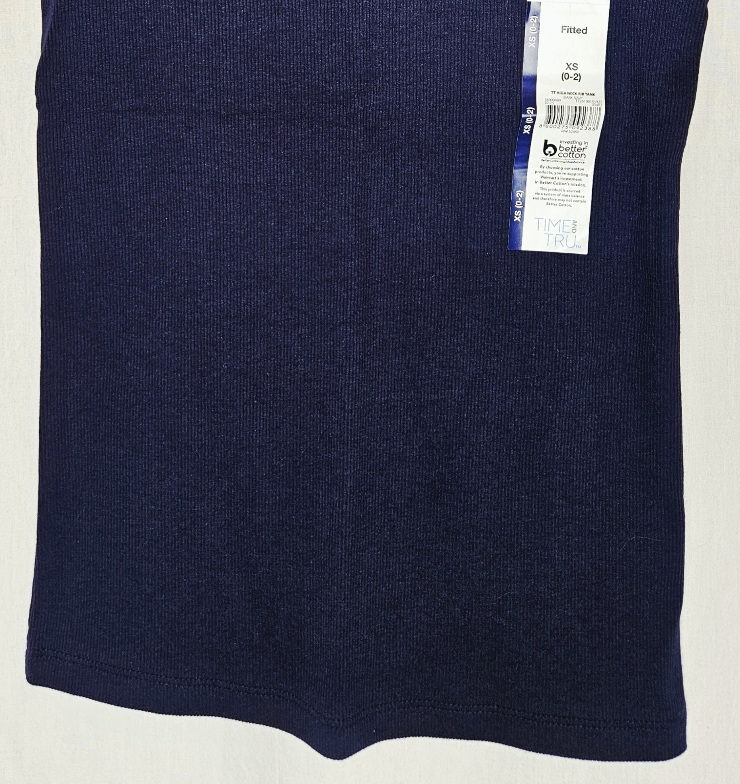 Time and Tru Regular / Plus Blue Fitted High Neck Rib Tank Top XS XL 2XL or 3XL