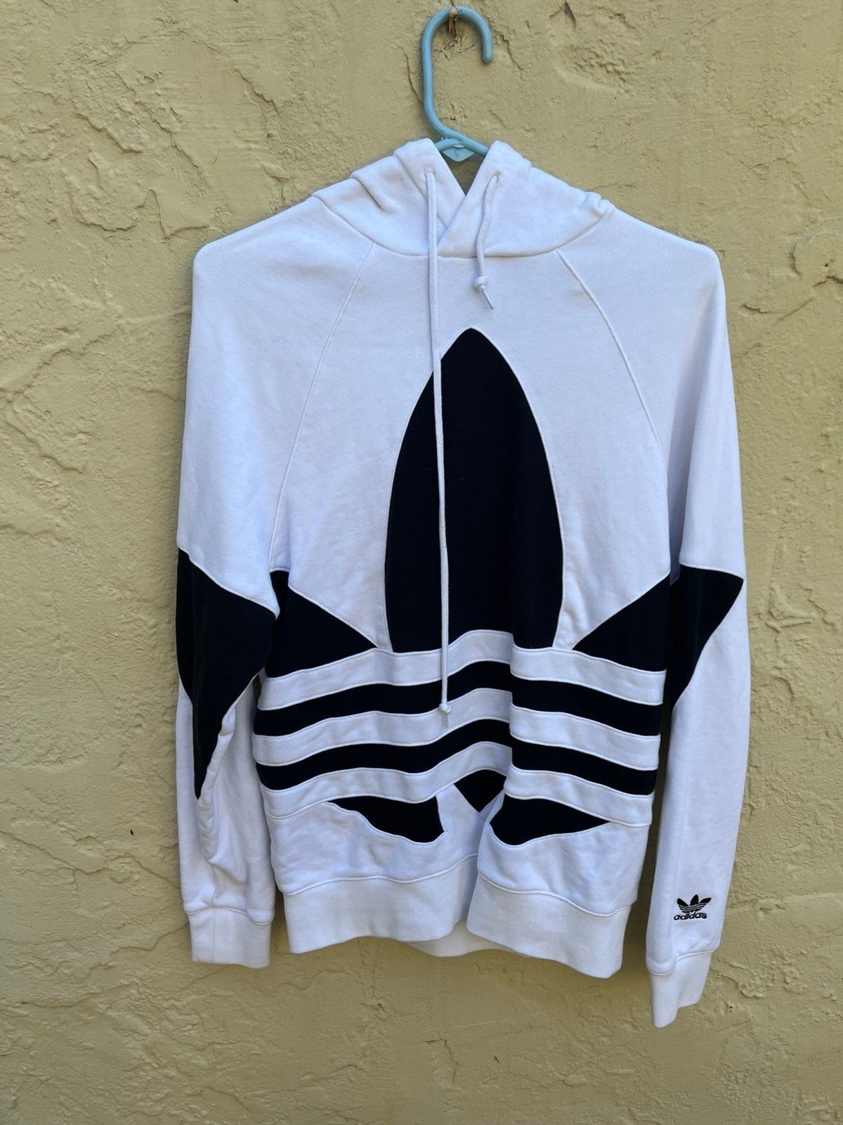 Adidas black and white trefoil logo hoodie sweatshirt sz s