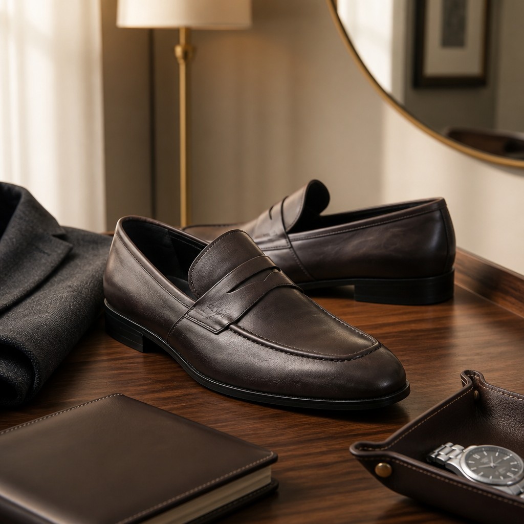 Ferragamo Dark Brown Penny Loafers 12 D