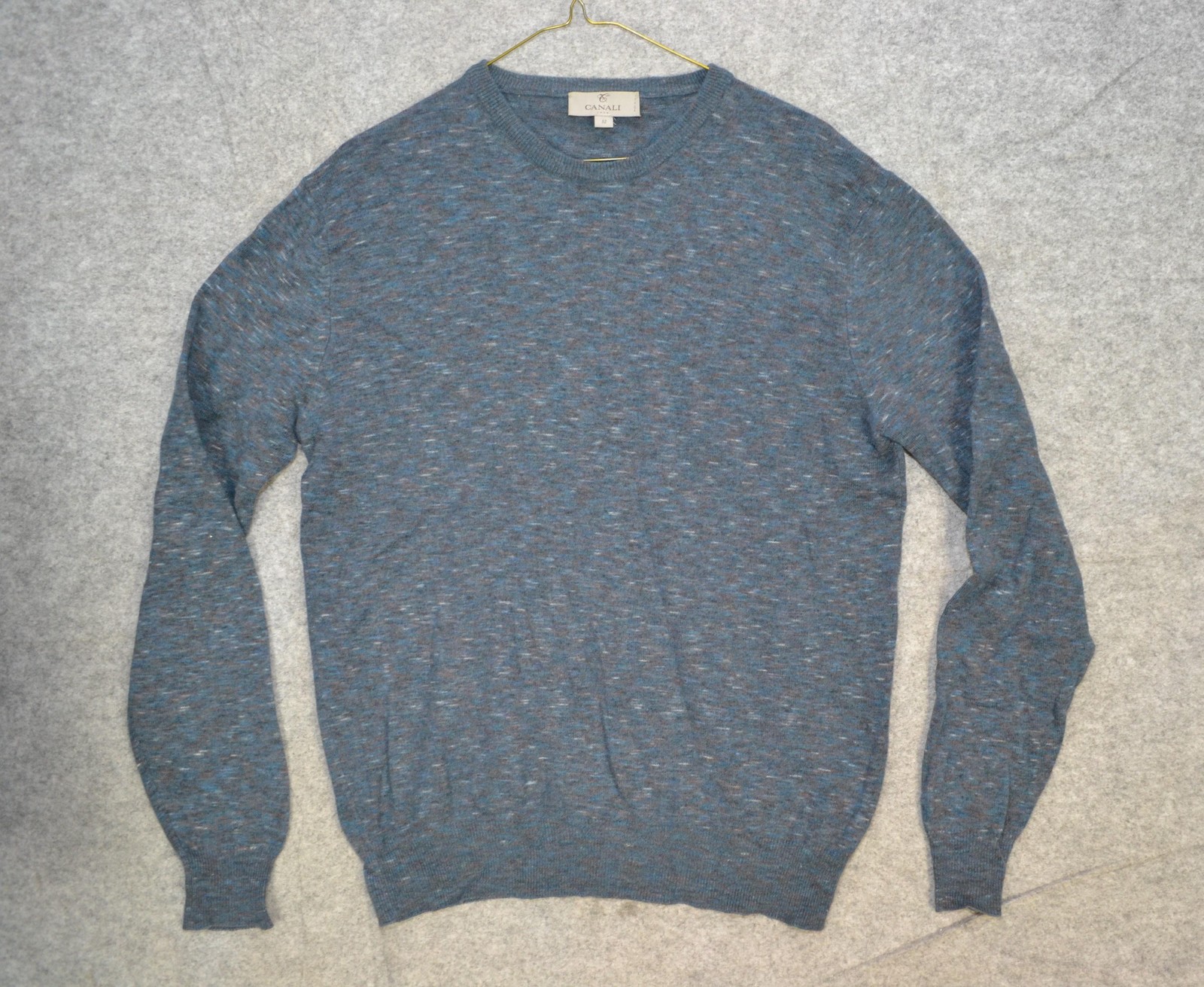 Canali Sweater Mens L / IT 52 Blue 100% Virgin Wool Crewneck Pullover Made Italy