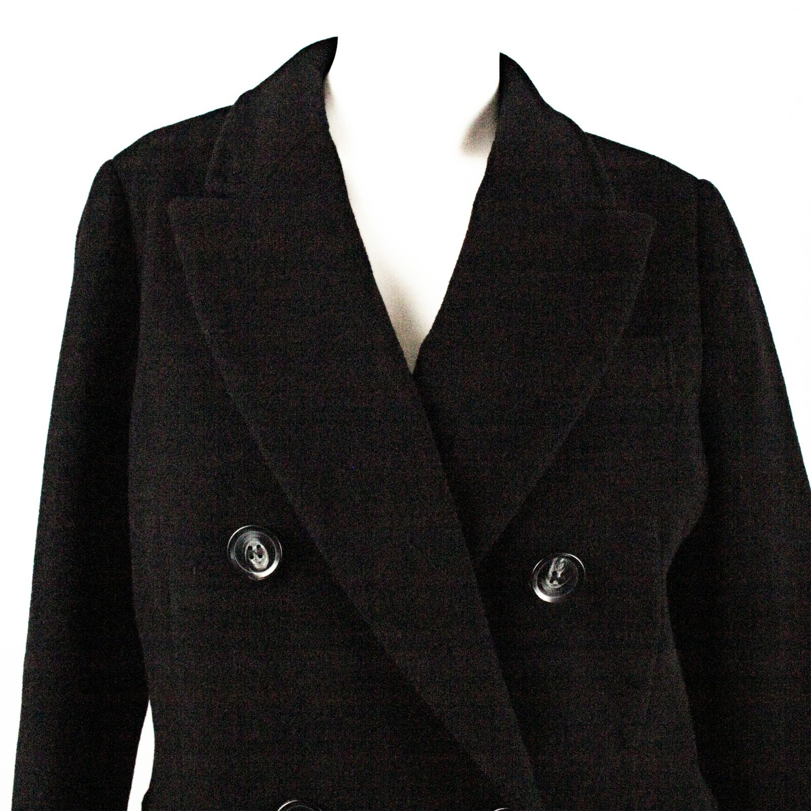DEBENHAMS New Black Solid Cashmere Wool Women Double Breasted Coat Size 8, 12UK