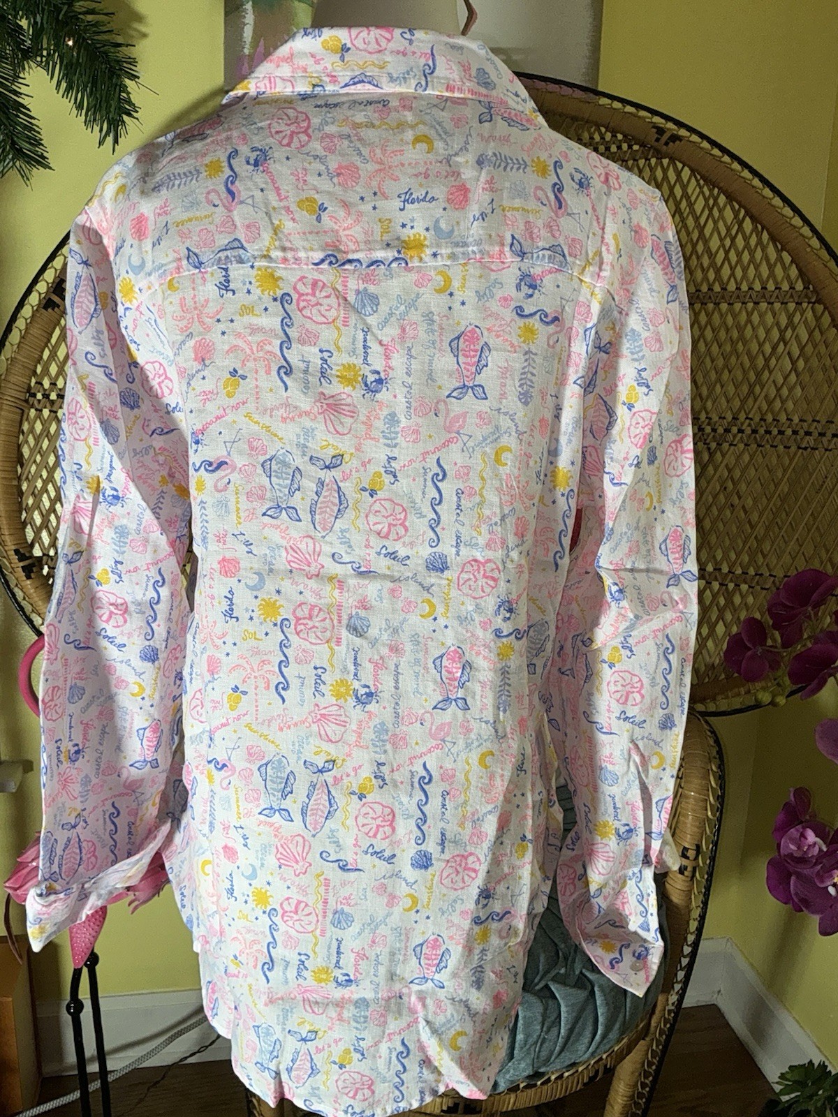 Lilly Pulitzer NWT Sea View Button Down Top Summer Serenade Size L,XL,XXL