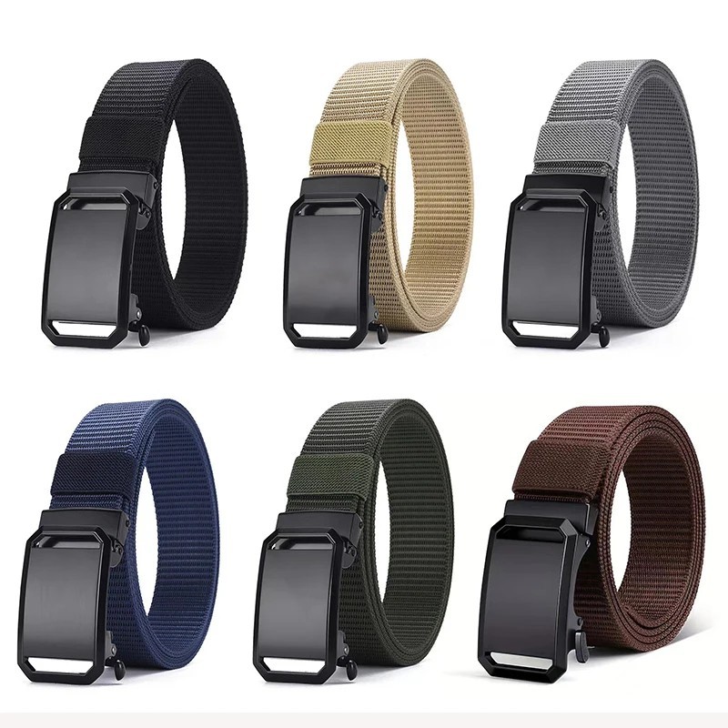 Mens Ratchet Belt Nylon Web Belts for with Automatic Slide Buckle Tactical Belt*