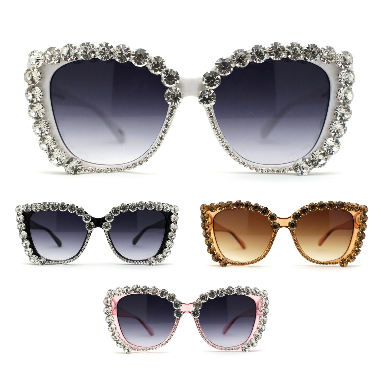 Super Dripping Huge Rhinestone Full Bling Cat Eye Sunglasses
