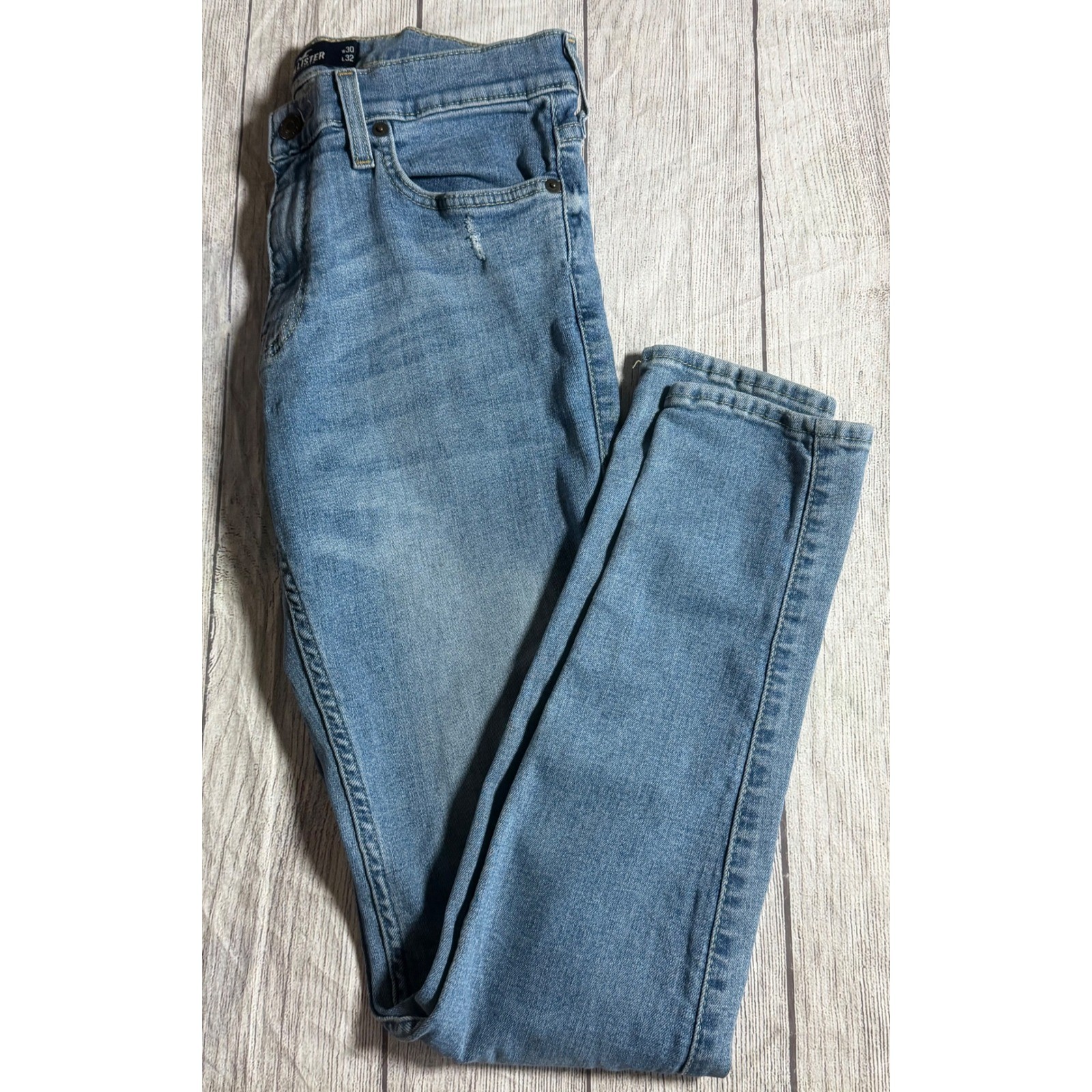 Hollister Skinny Jeans Light Wash Distressed Denim W30 L32 Womens Slim Fit