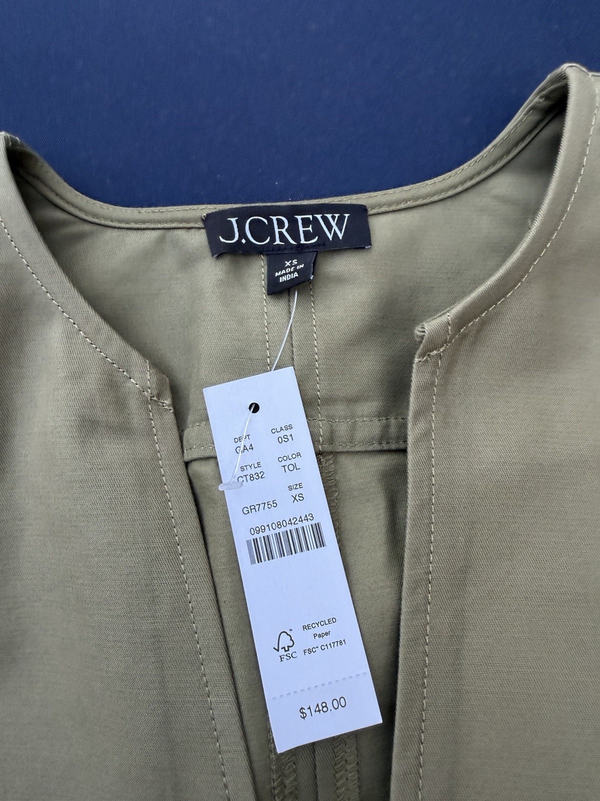J CREW XS Patch-pocket pullover dress in structured cotton poplin $148