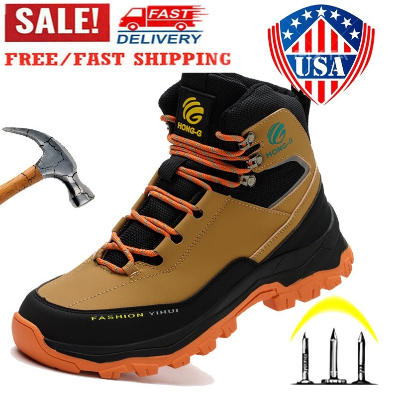 Mens Waterproof Work Boots Steel Toe shoes Safety Shoes Indestructible Non Slip
