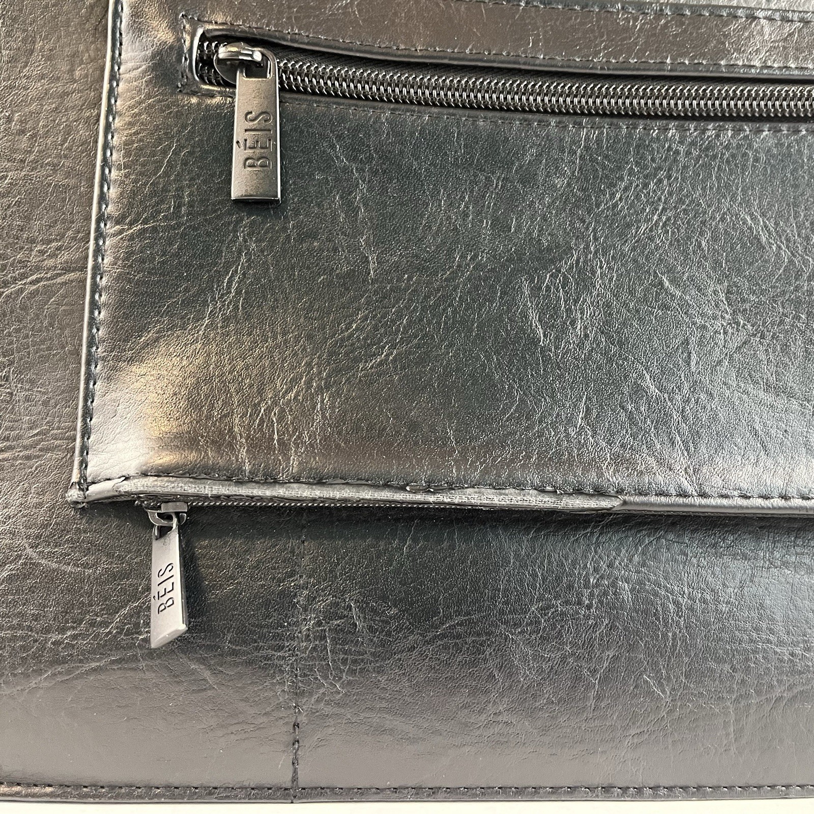 Beis Work Tote Bag The Commuter Smooth Vegan Leather Laptop Sleeve Water Bottle