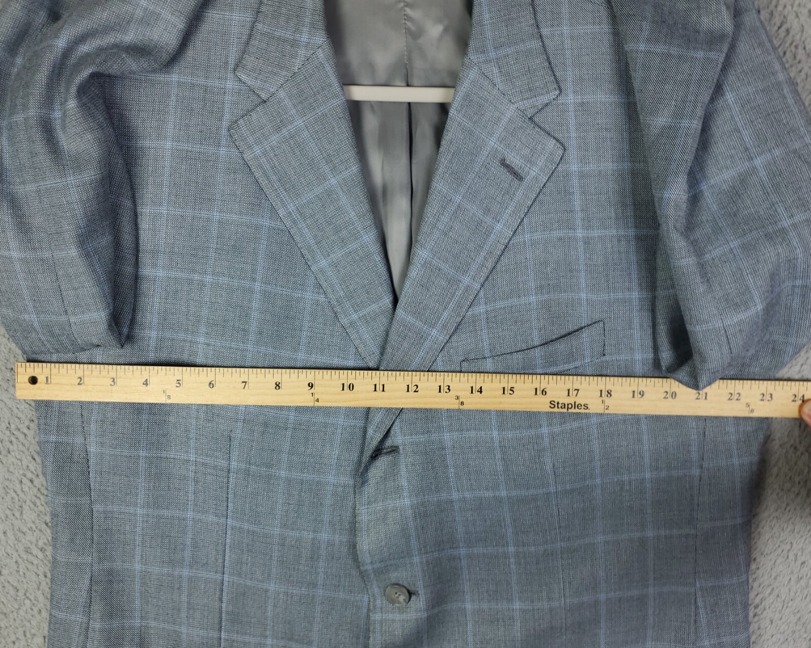 Corneliani 3/2 Roll Vented Sport Coat Gray Nailhead w/Blue Windowpanes Men’s 44R