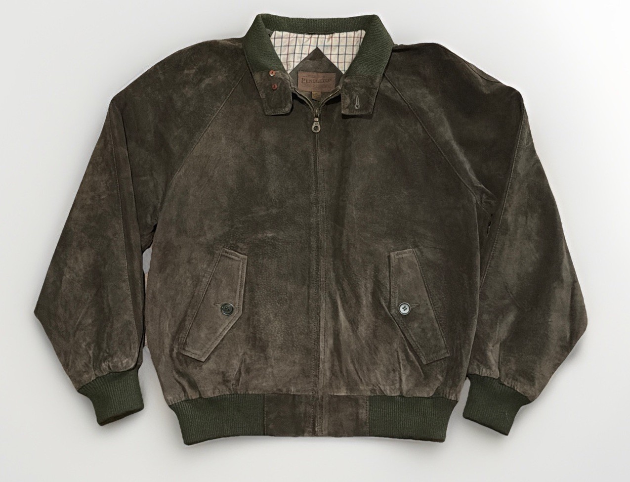 Pendleton Suede Leather Bomber Jacket Medium Full Zip Collared
