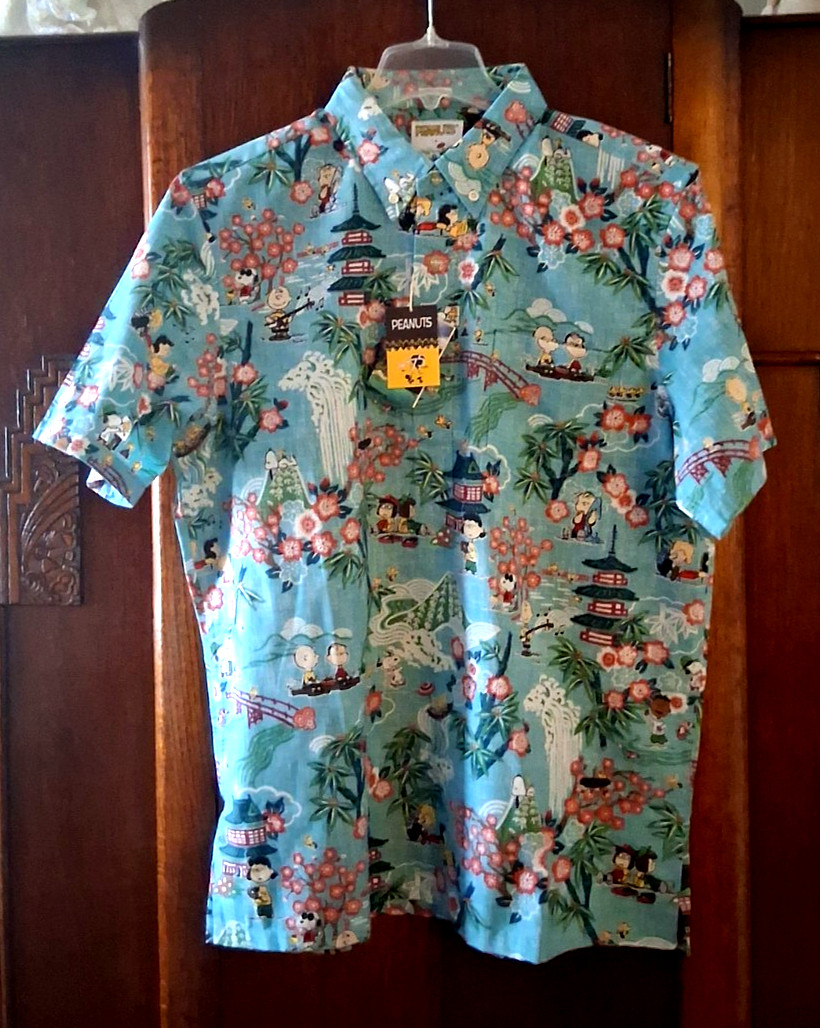 Reyn Spooner Men’s ” PEANUTS IN JAPAN” NWT PULLOVER Classic Fit Aqua Shirts